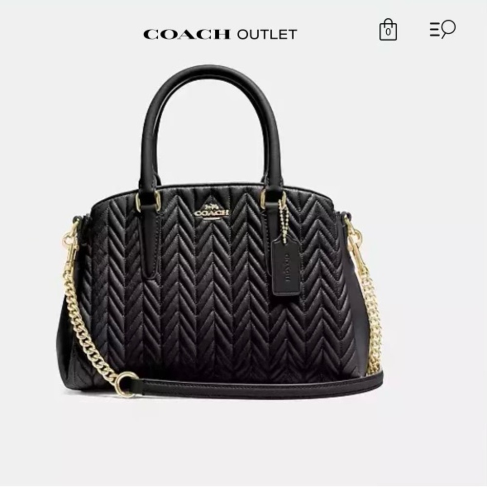 Coach Black Quilted Satchel with Gold Chain